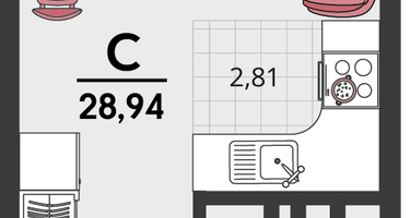 Студия, 28&nbsp;м²