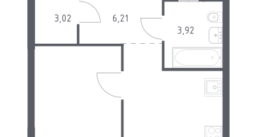 1-к. квартира, 36&nbsp;м²