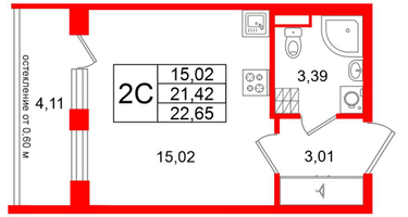 Студия, 21&nbsp;м²