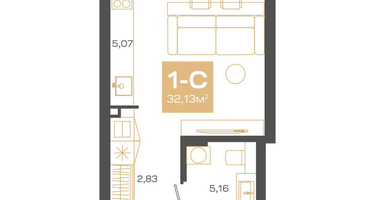 Студия, 32&nbsp;м²