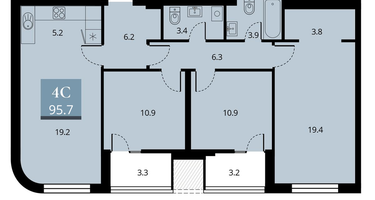 4-к. квартира, 94&nbsp;м²