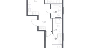 2-к. квартира, 56&nbsp;м²