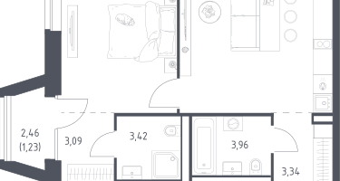 1-к. квартира, 46&nbsp;м²