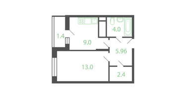 1-к. квартира, 35&nbsp;м²