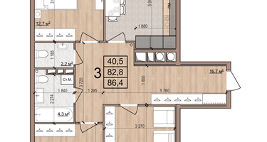 3-к. квартира, 86&nbsp;м²