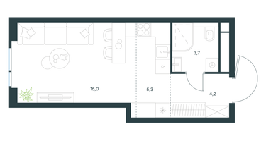 Студия, 29&nbsp;м²