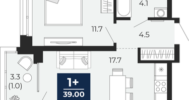 1-к. квартира, 38&nbsp;м²