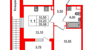 1-к. квартира, 33 м²