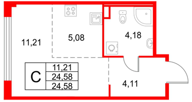 Студия, 24&nbsp;м²