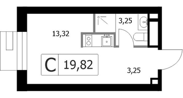 Студия, 19&nbsp;м²