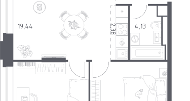 Студия, 53&nbsp;м²