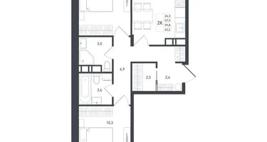 2-к. квартира, 59 м²