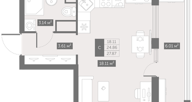 Студия, 27&nbsp;м²