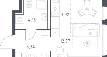 Студия, 26&nbsp;м²
