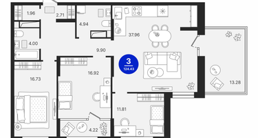3-к. квартира, 111&nbsp;м²