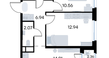 2-к. квартира, 52 м²