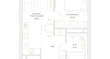2-к. квартира, 40&nbsp;м²