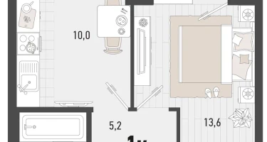 1-к. квартира, 32&nbsp;м²