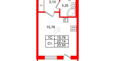 Студия, 22&nbsp;м²