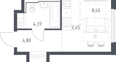 Студия, 21&nbsp;м²