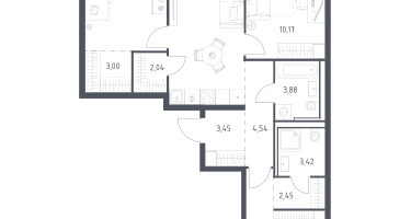 3-к. квартира, 77&nbsp;м²