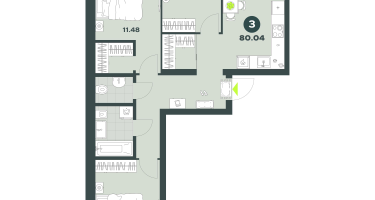 3-к. квартира, 80 м²