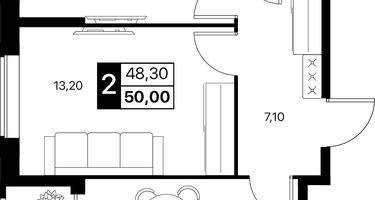 2-к. квартира, 50&nbsp;м²