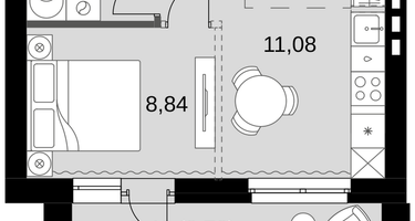 1-к. квартира, 30 м²