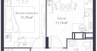 1-к. квартира, 33&nbsp;м²