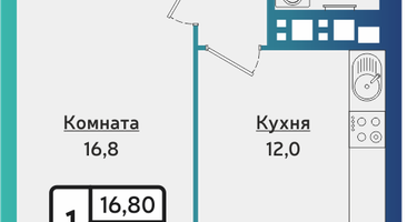 1-к. квартира, 38&nbsp;м²