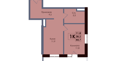 1-к. квартира, 40&nbsp;м²
