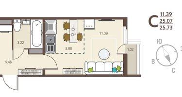 Студия, 25 м²