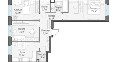 3-к. квартира, 73&nbsp;м²