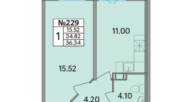 1-к. квартира, 36&nbsp;м²