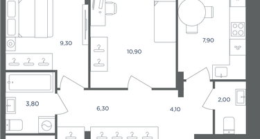 2-к. квартира, 44&nbsp;м²