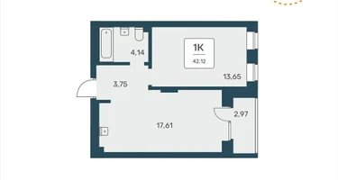 1-к. квартира, 42&nbsp;м²
