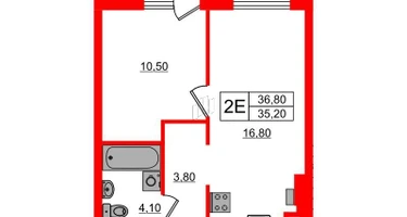 1-к. квартира, 36&nbsp;м²