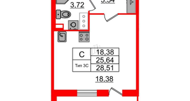 Студия, 25&nbsp;м²