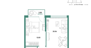 2-к. квартира, 43&nbsp;м²