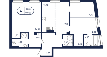4-к. квартира, 100&nbsp;м²