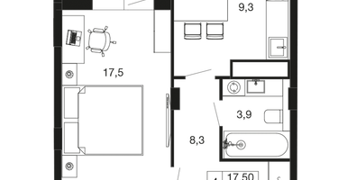 1-к. квартира, 41&nbsp;м²