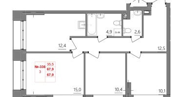 3-к. квартира, 67 м²