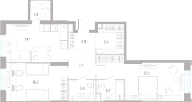2-к. квартира, 76&nbsp;м²