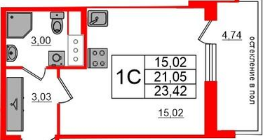 Студия, 21&nbsp;м²