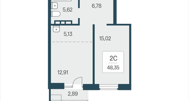 2-к. квартира, 48&nbsp;м²