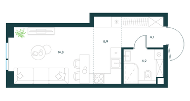 Студия, 29&nbsp;м²