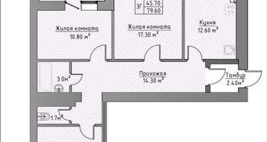 3-к. квартира, 79&nbsp;м²