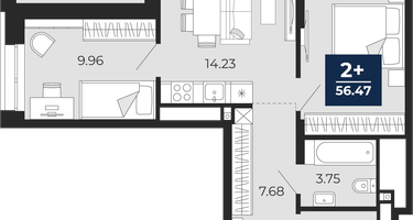 2-к. квартира, 51 м²
