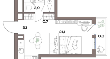 Студия, 33 м²