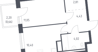 1-к. квартира, 33&nbsp;м²